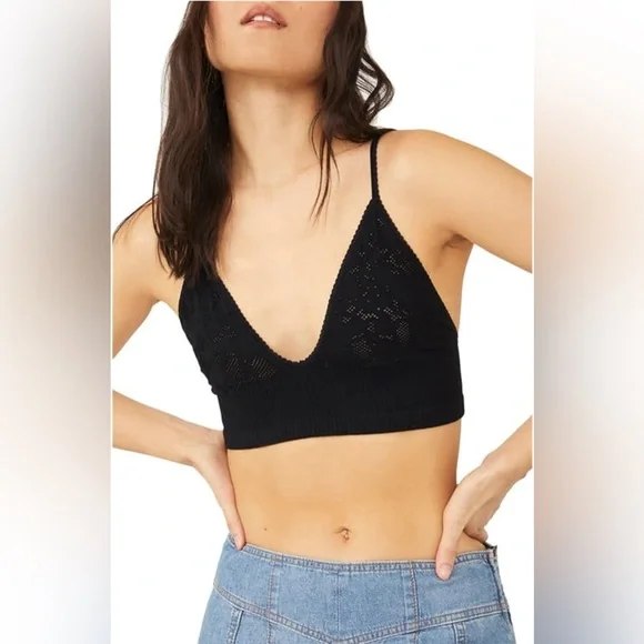 American Eagle By Aerie Real Power Wireless Push Up Paisley Lace Black Bra NEW - Picture 3 of 8